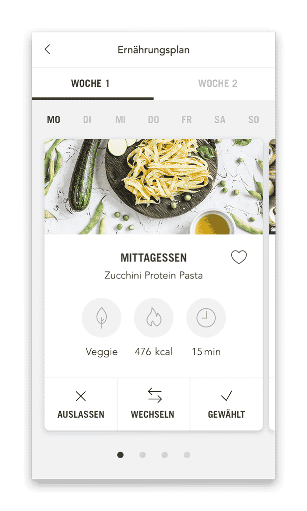 Für Sie Ernährungsplan Plan mit Mahlzeiten (Smartphone Ansicht Beispiel Tag)