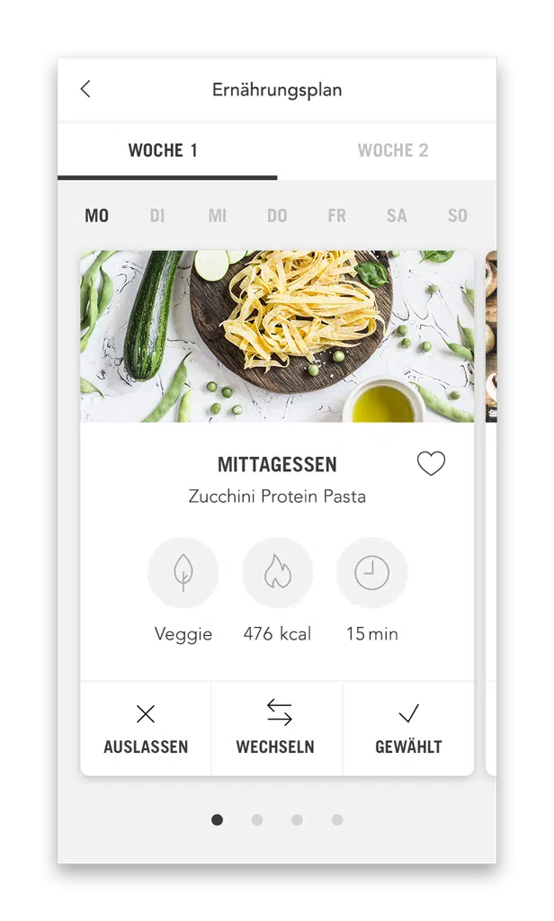 Für Sie Ernährungsplan Plan mit Mahlzeiten (Smartphone Ansicht Beispiel Tag)